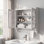 Vintage Ribbed Glass Wall Cabinet with Towel Bar, 3-Tier Bathroom Storage Cabinet