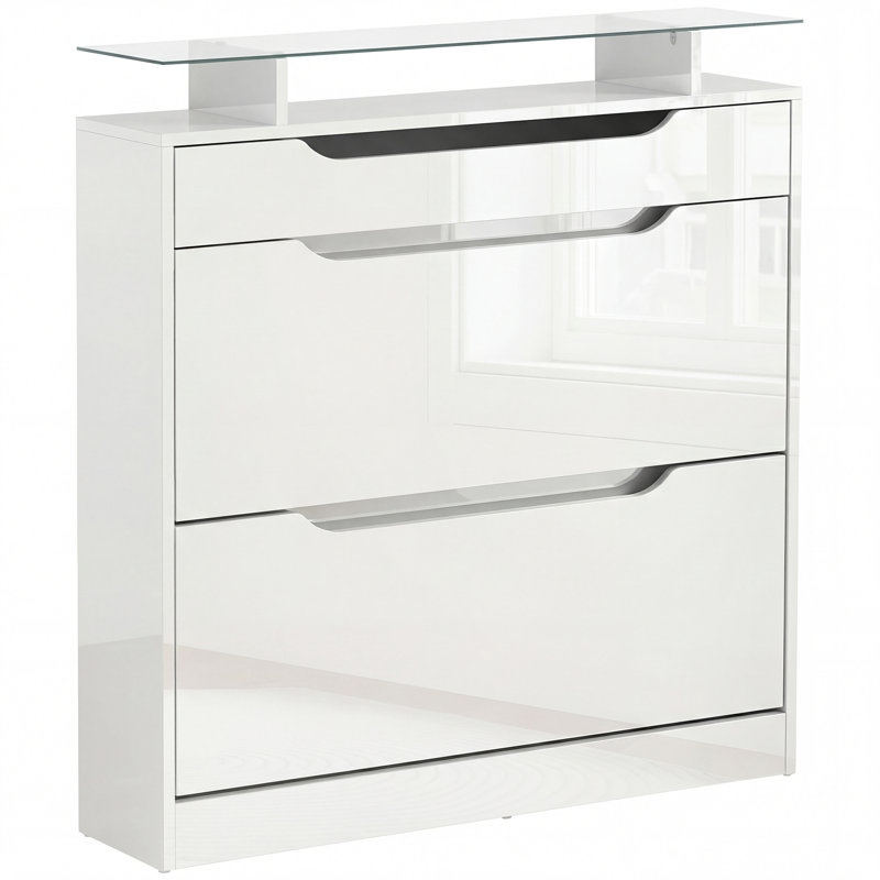 16 Pair Shoe Storage Cabinet, High Gloss