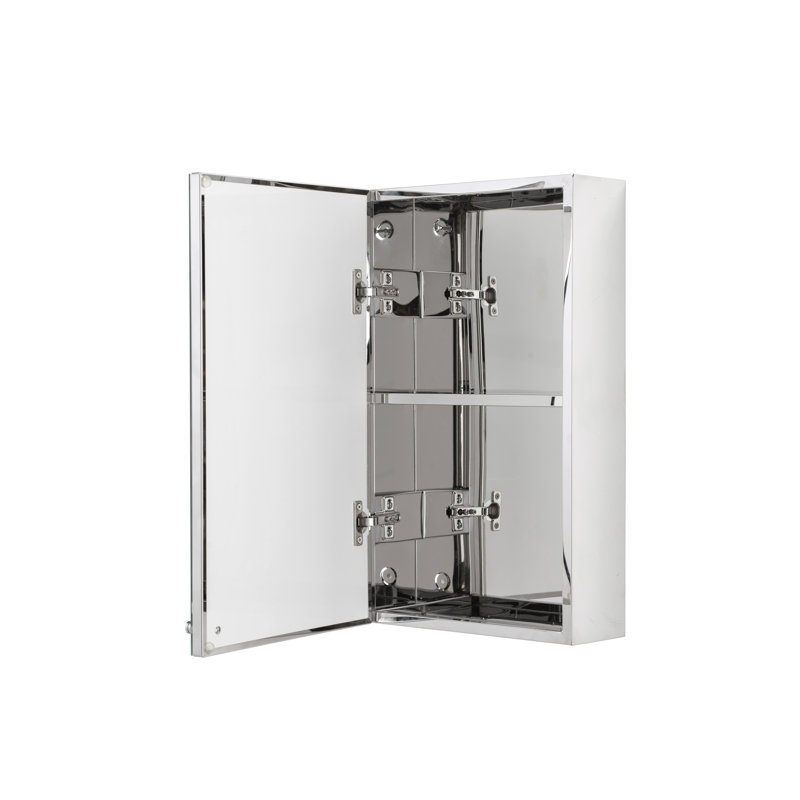 Carra 300mm W 500mm H Surface Frameless Medicine Cabinet Mirror 1 Fixed, Stainless Steel