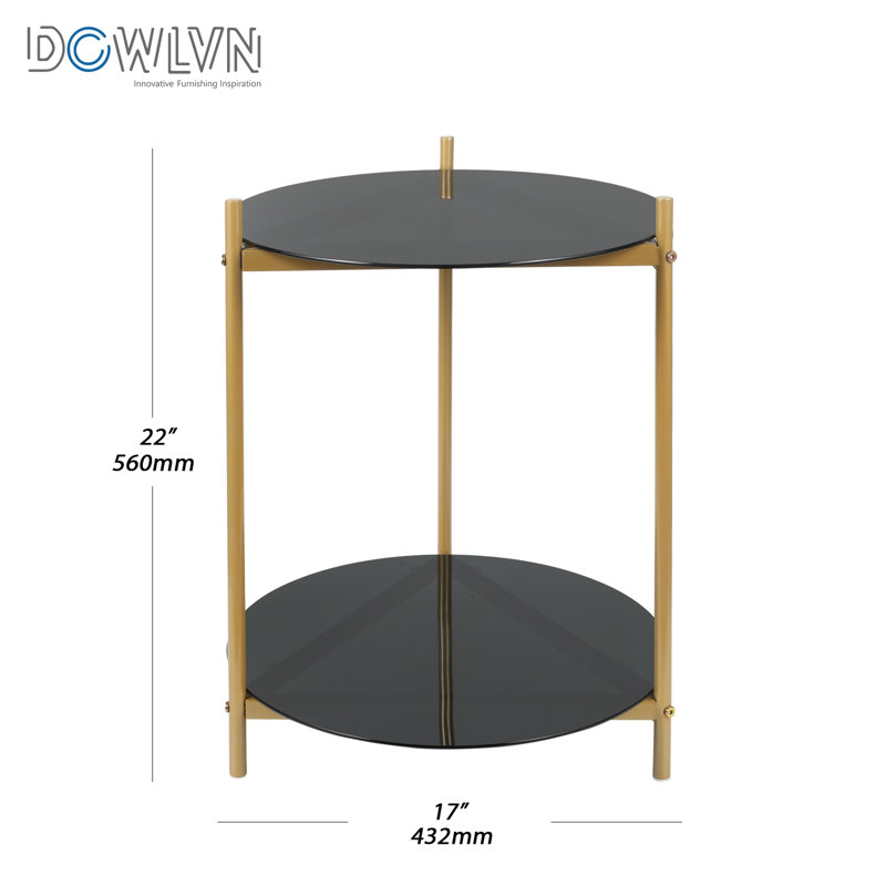 Table de bout haute en verre Elsemarie, Or