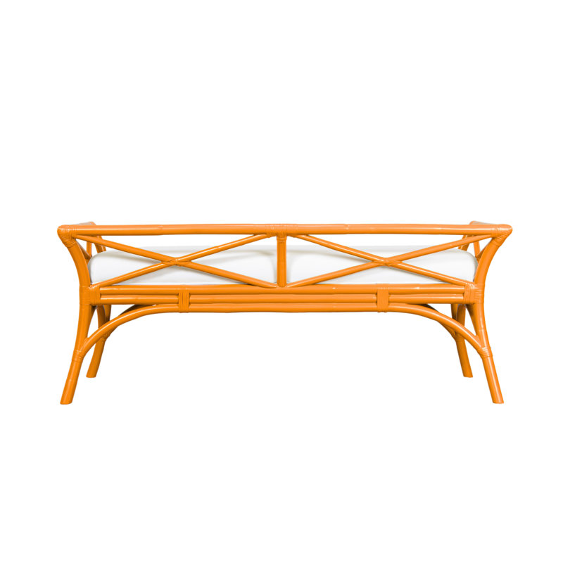 Wicker Bench, Citrus Orange