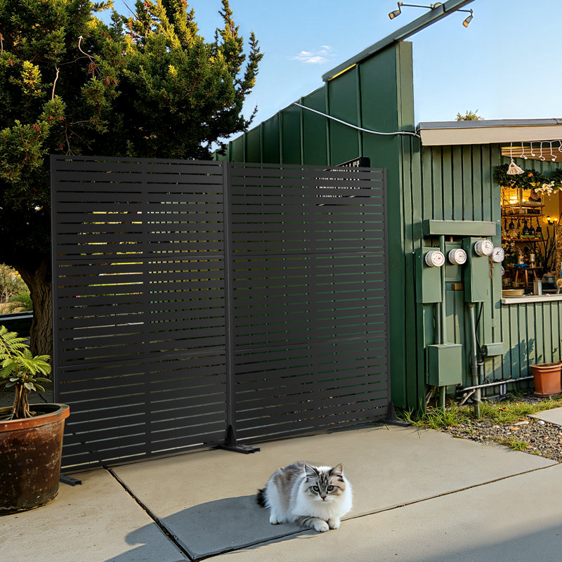 Écran d'intimité en métal - Écrans d'intimité extérieurs autoportants avec clôture décorative Block the Neighbours, pour poubelles, climatiseur, balcon, terrasse (H 72 po x l 47 po)