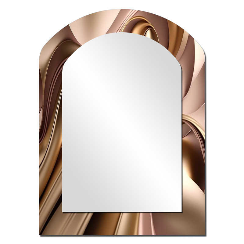 Smooth Liquide dans des teintes douces - Miroir décoratif en forme d'arche abstraite sur métal, 34 po x 25 po