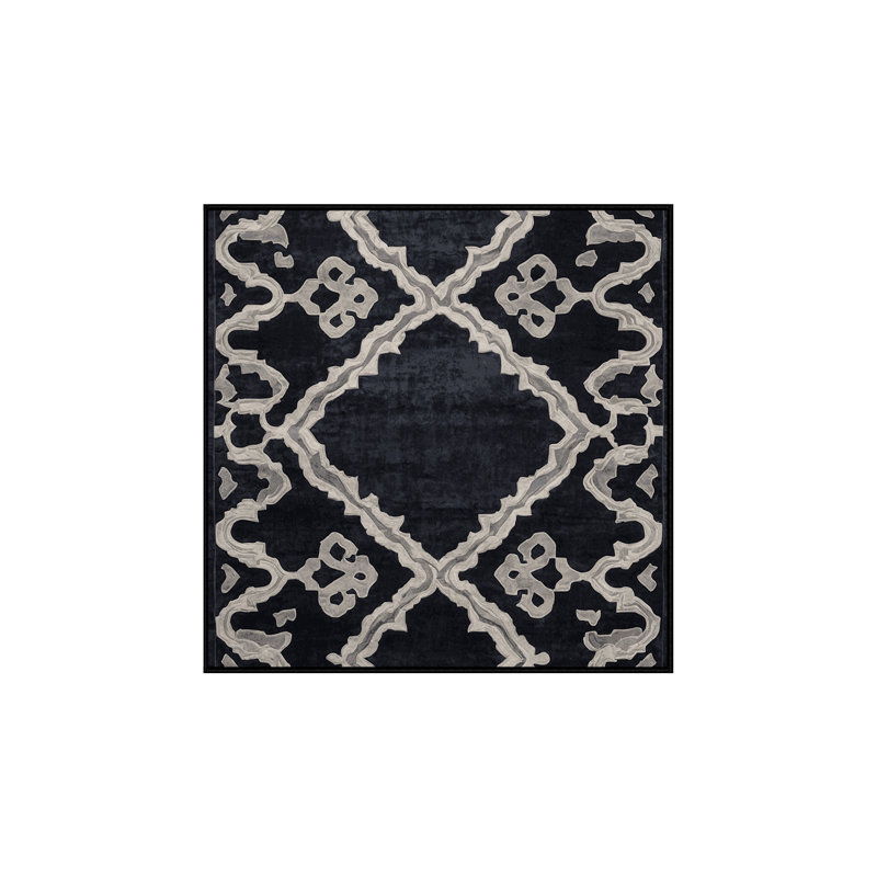 Machine Washable Gray Area Rug, Square 7'