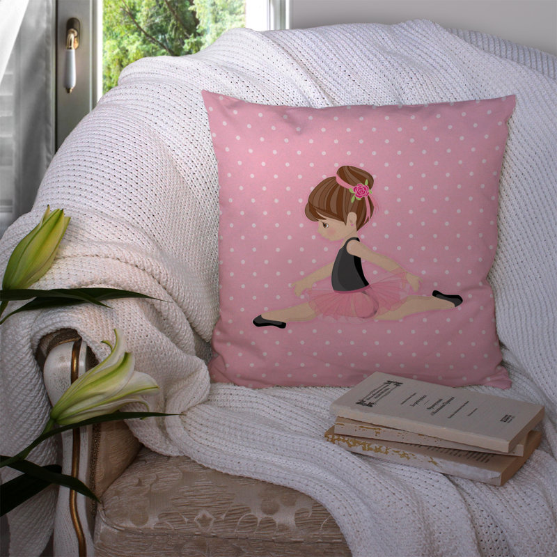 Coussin décoratif intérieur/extérieur ballerine head jete, 14 po x 14 po, Rose / Brun