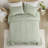 Willow Sage Floral Tufted Fringed Border 3-Piece Queen Bedspread Set-114551704-114551702