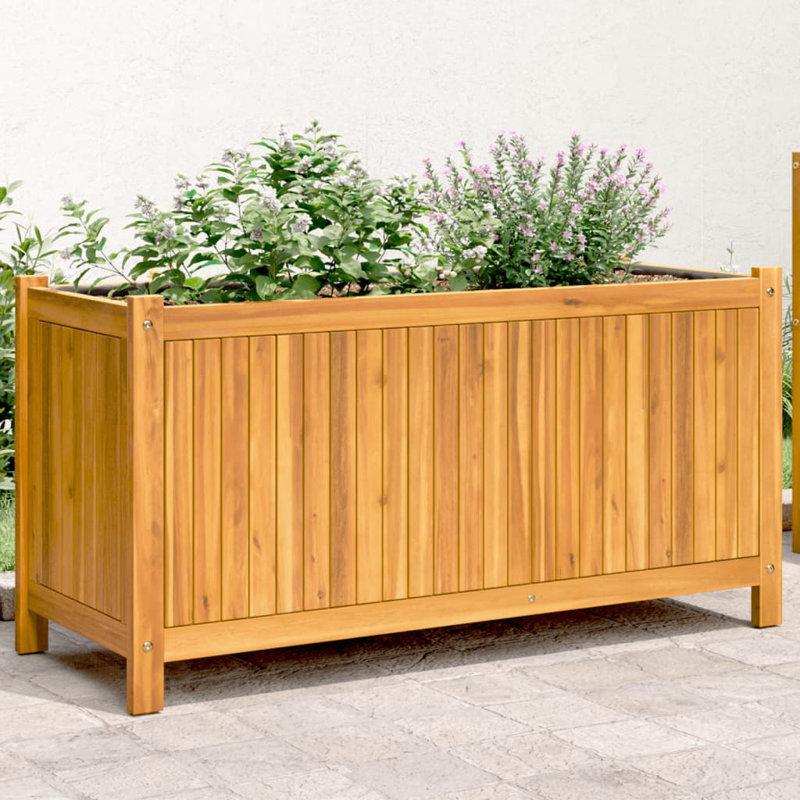  Jardinière de jardin en bois naturel et bois d'acacia massif moyen durable, H 19,7 po x l 39,2 po x P 15 po