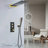 Matte Black and Gold Dual Function Thermostatic Wall Mounted Rain Shower Set with Mixer