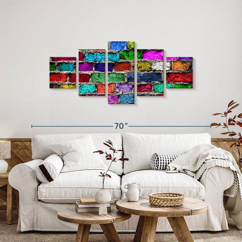 Rainbow Bricks, 24" H x 55" W