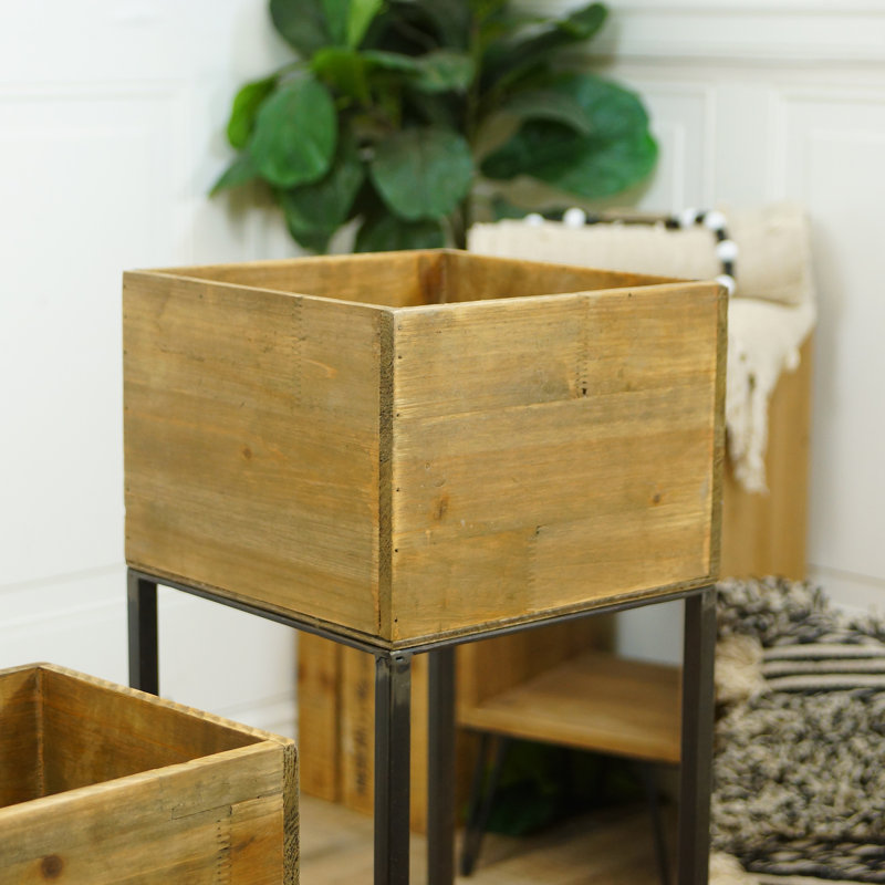 Ensemble de 3 pots à bois avec supports en métal