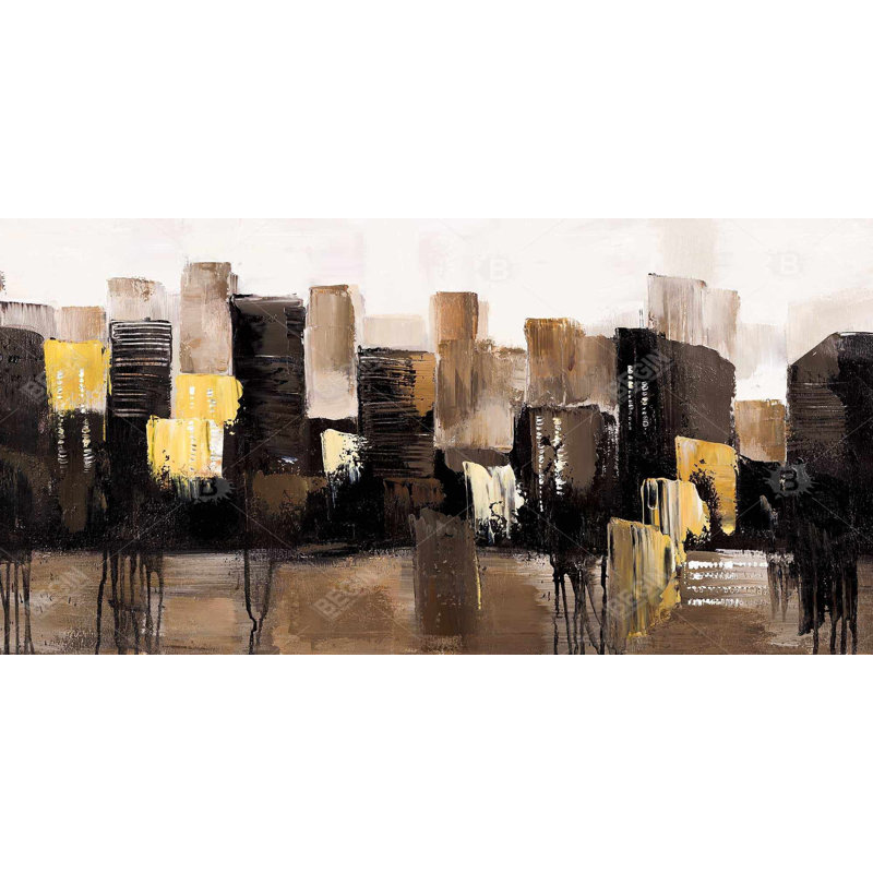 Earthy tones abstract cityscape - 15.75"x31.50" Desk mat
