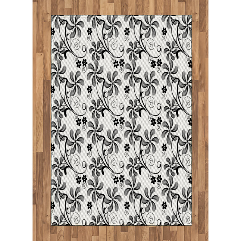 Tapis décoratif floral à haute densité en fibres de polyester, Rectangle— 4 pi x 5 pi 8 po