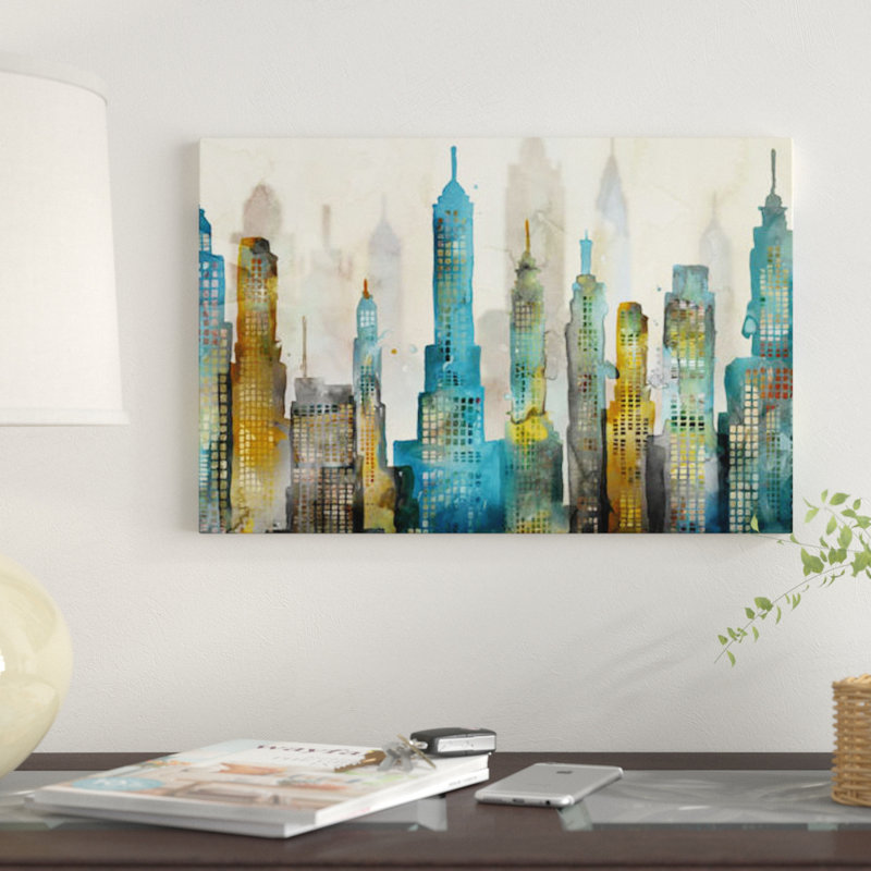 «City Sky», impression sur toile, H 8 po x l 12 po x P 0,75 po, Toile tendue, Pas de tapis