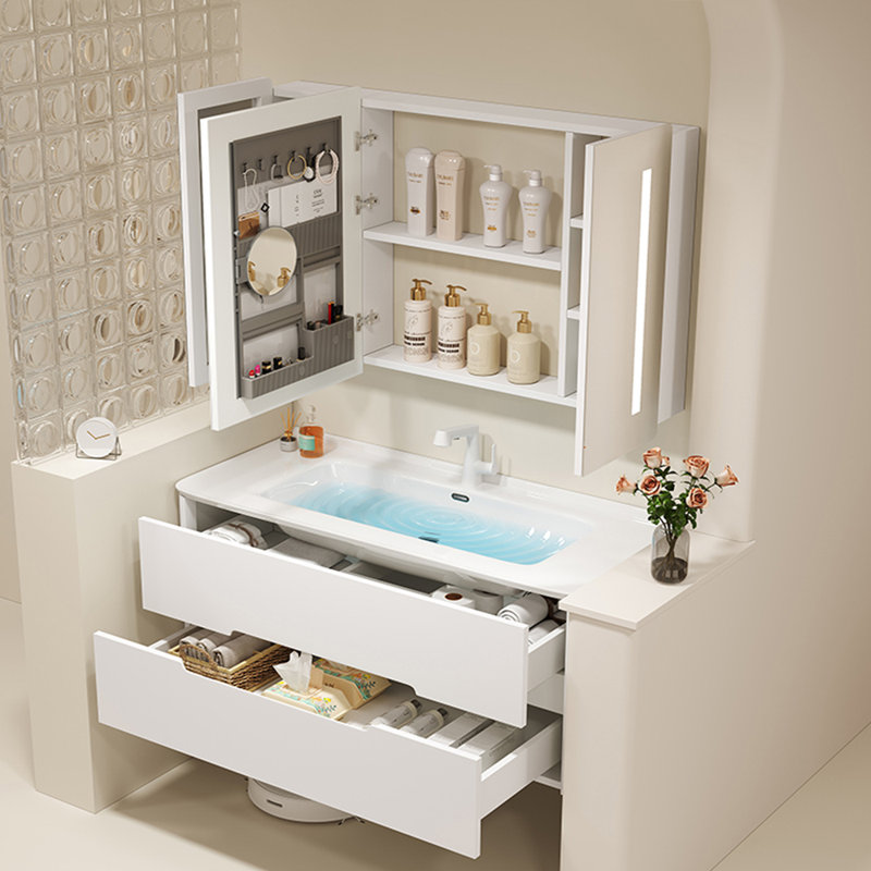 Creamy style modern simple bathroom cabinet