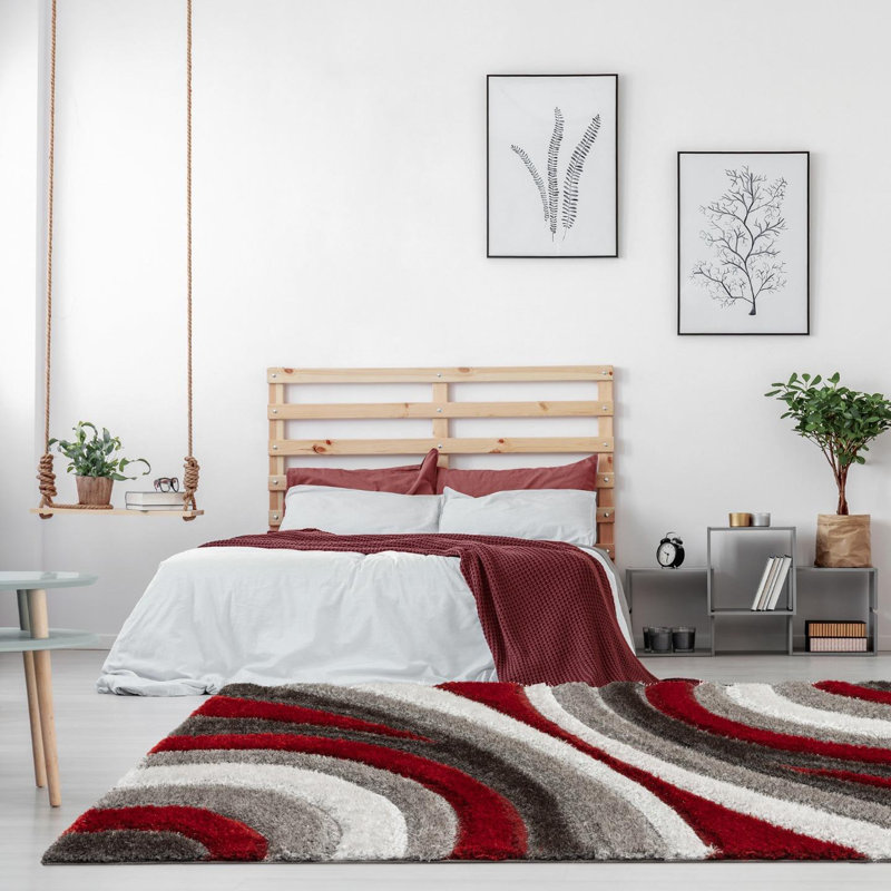 Tapis rouge à motif géométrique Koo, Rectangle 8 pi x 10 pi