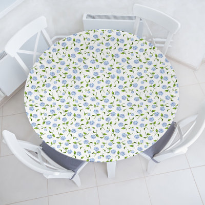 East Urban Home Floral Fitted Round TableclotCeil Blue Green White 81913