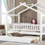 Lit simple en bois avec lit gigogne simple, blanc, lit