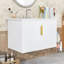 Meuble-lavabo minimaliste avec lavabo brillant - finition résistante aux égratignures et tablette réglable-92371474