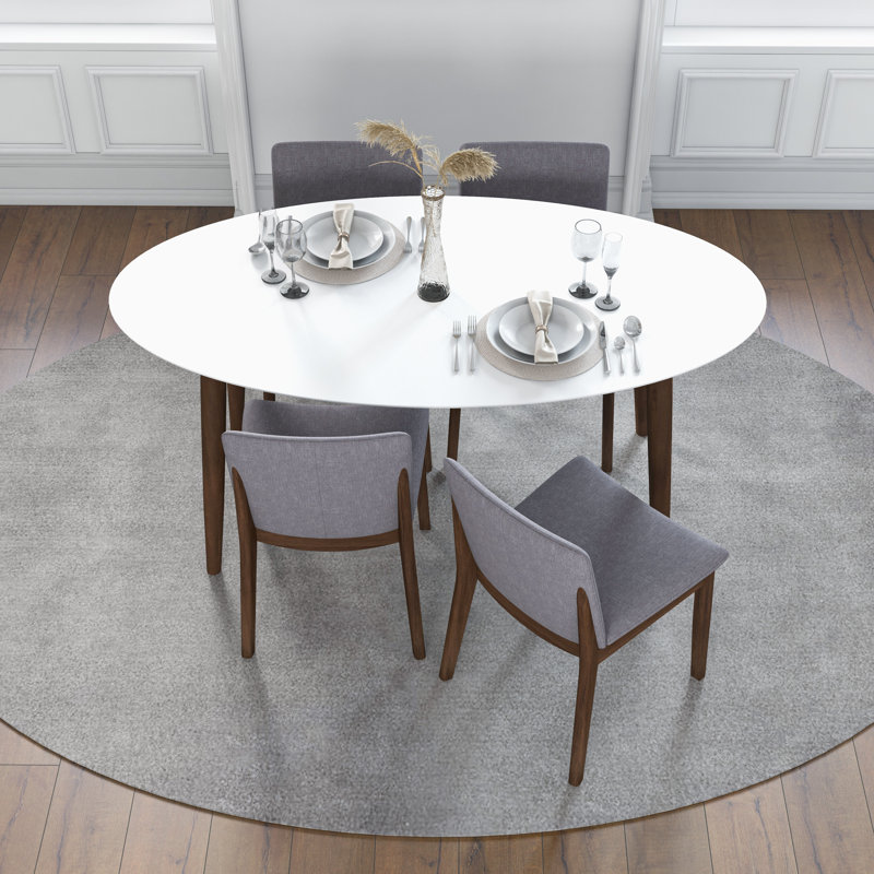 Brattle 4 - Person Solid Wood Solid Wood Top Four Leg Dining Set, Light Gray