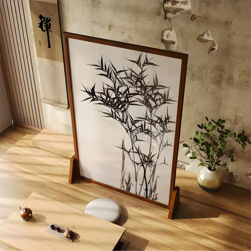 Diviseur d'ombre à encre en bambou, H 70,87 po x l 47,24 po x P 1,57 po