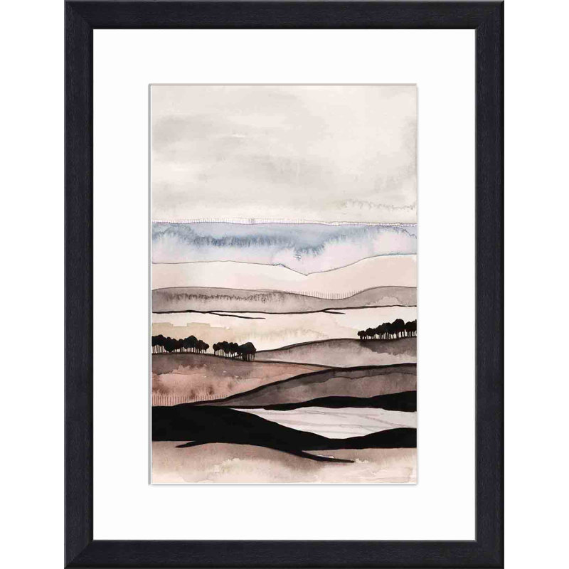 «Strata I» par Grace Popp - peinture encadrée, Noir, H 8 po x l 12 po