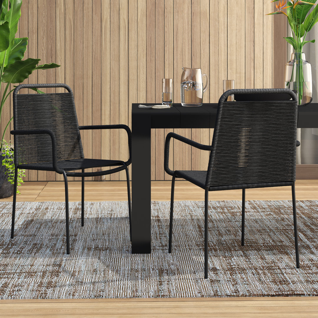 Brittany Stacking Patio Dining Armchair (Set of 2) (Set of 2) Mistana™ 