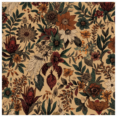 Beige Floral Botanical Comforter