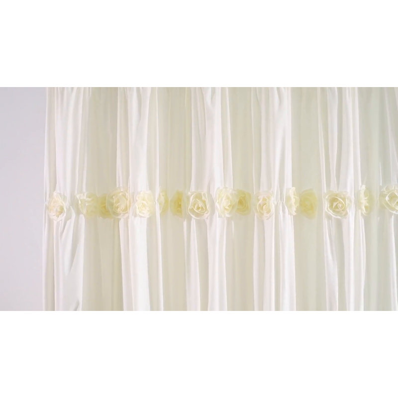 Neutral Polyester Floral Ruffled Shower Curtain, 72" x 72"
