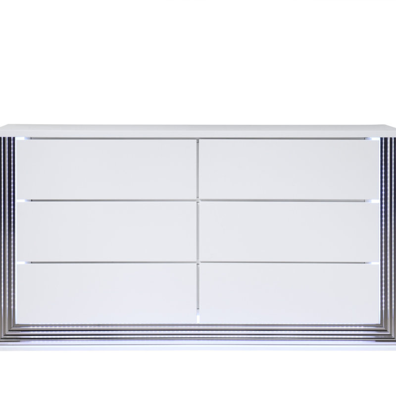 Commode lune lisse blanche avec DEL