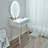 Dressing Table Set With Adjustable LED Light Mirror, 1 Drawer, Padded Stool And Free Cosmetics Organizer