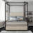 Corduroy Upholstered Canopy Bed With Tall Headboard-797322862-778923571