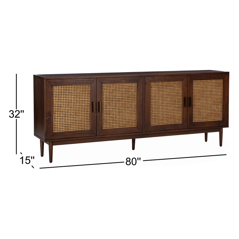Solid Wood 4 - Door Sideboard, Walnut
