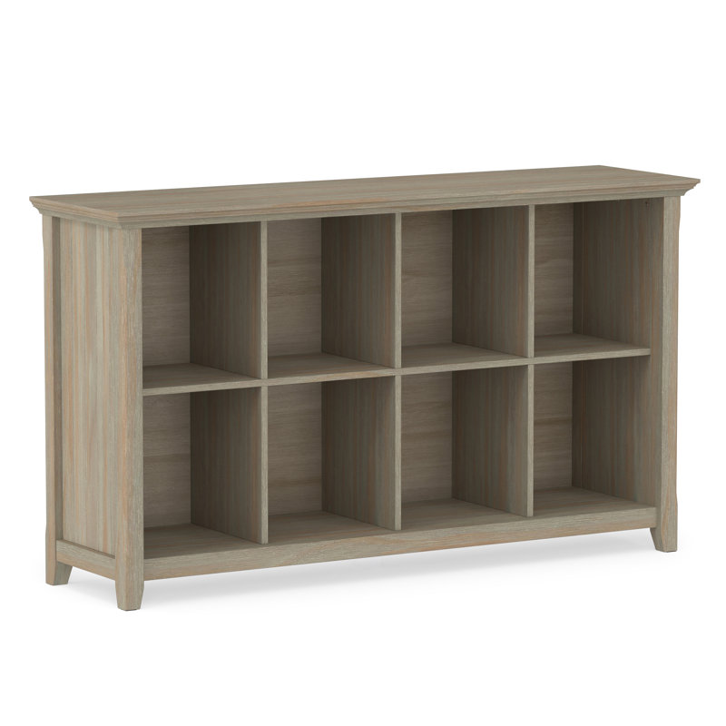 Canapé de rangement en bois massif à 8 cubes Acadian, (8 tablettes) H 33 po x l 57 po x P 16 po, Gris patiné