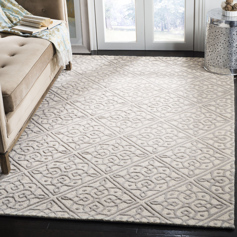 Tapis géométrique en laine touffeté à la main Sadik, Rectangle 4 pi x 6 pi