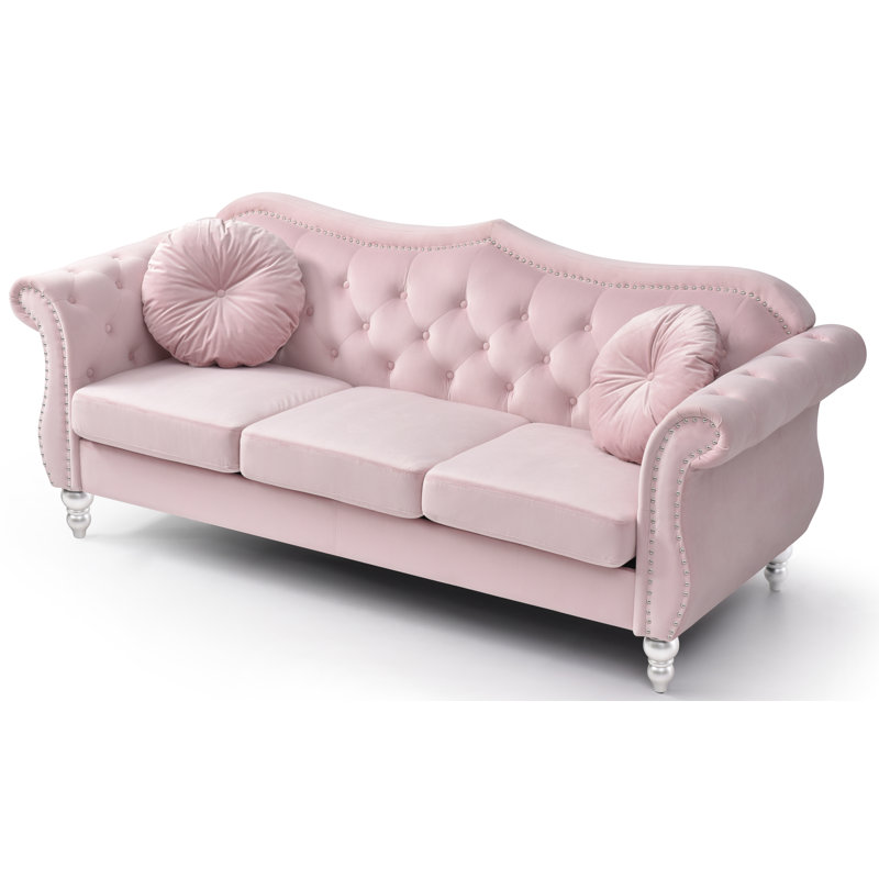 Clouser 82'' Velvet Sofa, Pink