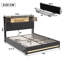 EU Double & King Upholstered Bed with Dual LED & Storage Headboard, 4 Pull-Out Drawers, Grey Linen, 140/160x200cm-1255135841