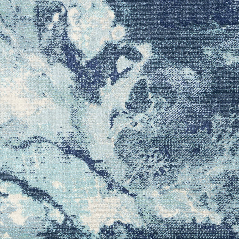 Tapis intérieur / extérieur bleu foncé / turquoise Hofer, Rectangle 7 pi 10 po x 10 pi