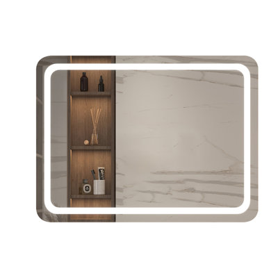 Miroir de salle de bain simple à DEL en cristal poli pour salle de bain