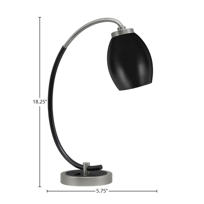 Lampe de bureau en acier inoxydable Waldine, Graphite / noir mat, Noir