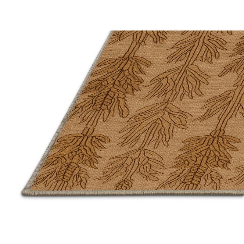 Washable Wheat Sheaves Farm Area Rug, Square 7'