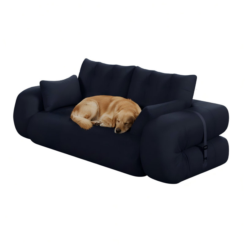 Méridienne polyvalente pliable de 78,7 pouces pour les personnes et les animaux de compagnie, canapé-lit rembourré en mousse 3-en-1, parfait pour le salon, les chambres d'amis, la salle de jeux - bleu foncé
