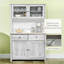 Buffet de cuisine avec huche, armoire de rangement gris ardoise 63,5 po avec micro-ondes, tablettes, tiroirs | Bois d'ingénierie | Pavillon rustique