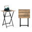 Duo de tables pliantes pliables, brun rustique et noir, espace pour les appartements, 2 tables pliantes portables et fonctionnelles, noir, petits espaces, facile à plier, élégant