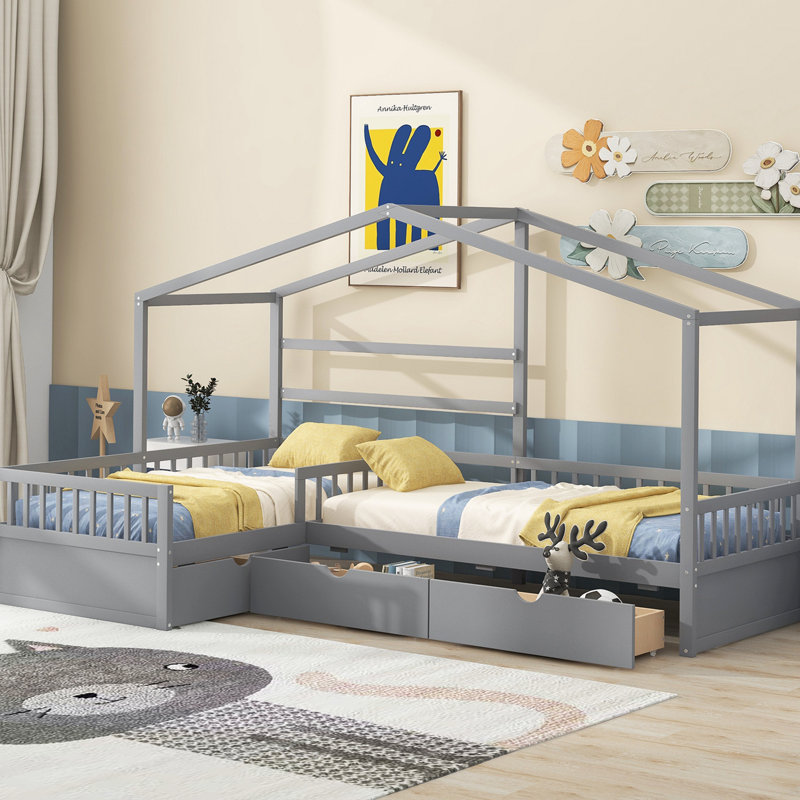 Lawrenceburg Slat Storage Bed, Gray