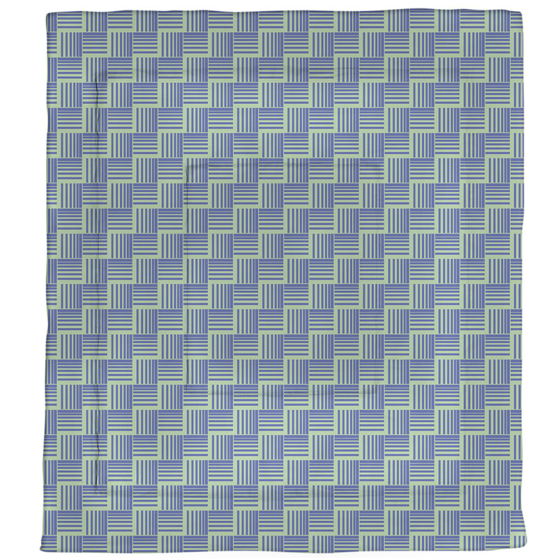 Édredon réversible en microfibre Dana Strider, Édredon très grand, Vert / rayures bleues