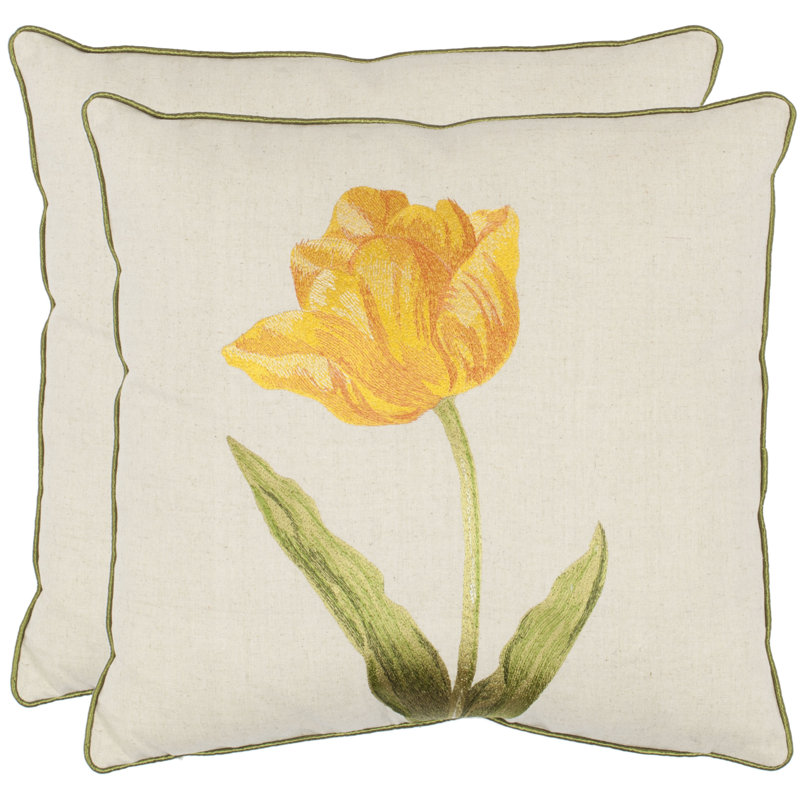 Golden Honey Embroidered Square Accent Pillow Set
