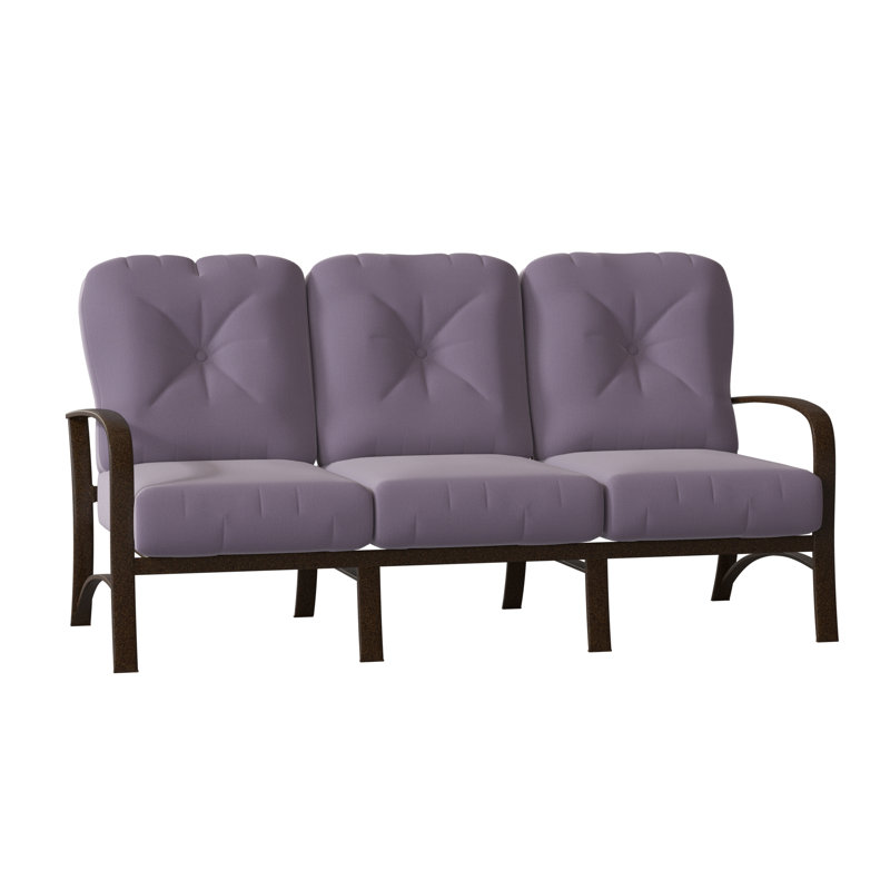 Fremont Outdoor 3 - Seat Patio Sofa, Canvas Heather Beige Sunbrella® Canvas, Chestnut Brown