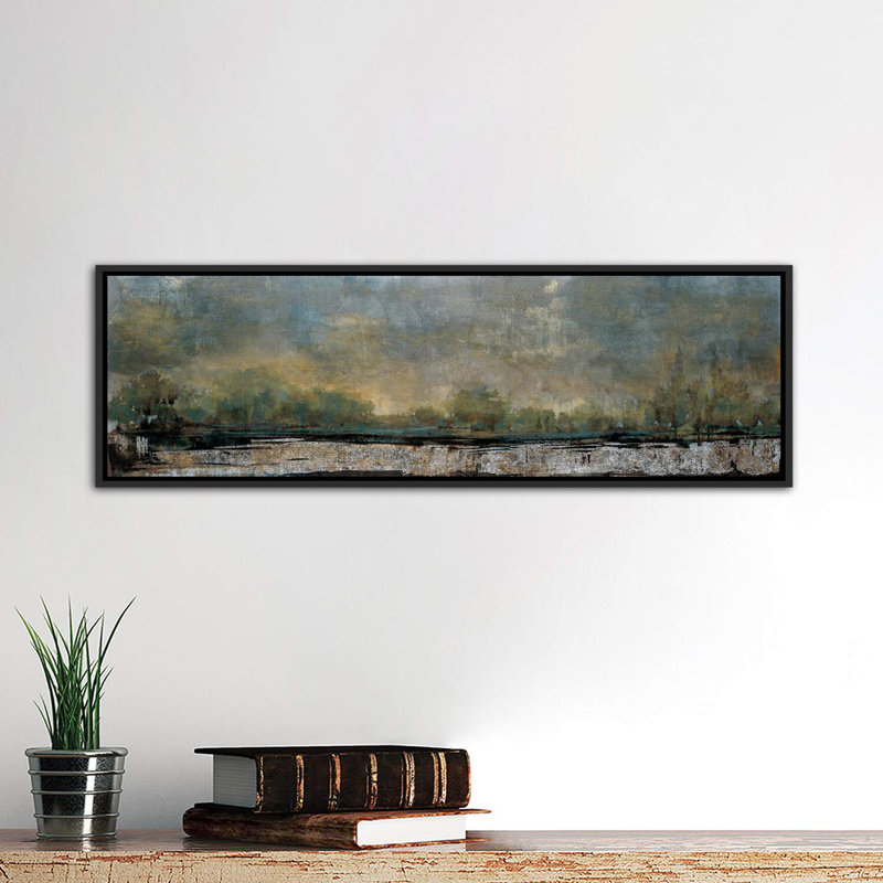 «Poetic Landscape» par Jo Grundy - reproduction d'art, H 24 po x l 72 po x P 1,5 po, Toile avec cadre, Argent argent