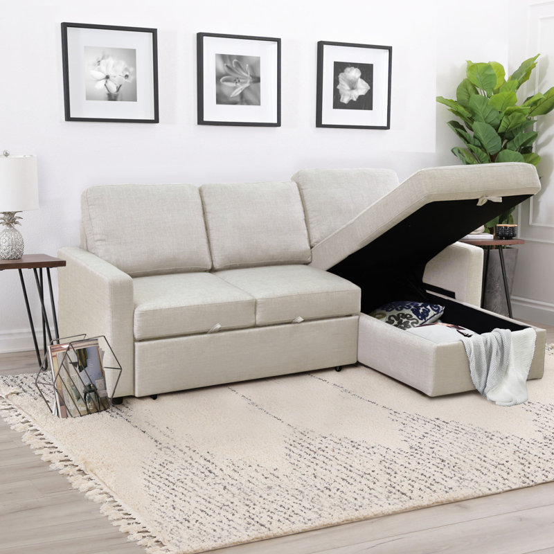 Canapé-lit modulaire Maumelle, Polyester sable