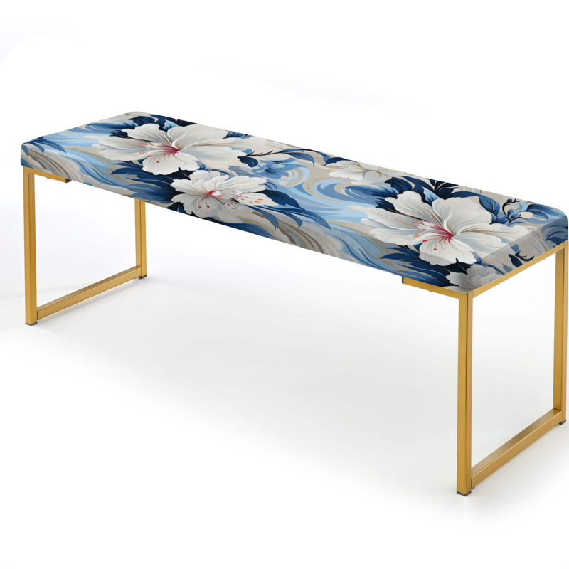 Motif tropical bord de mer - banc rembourré doré
